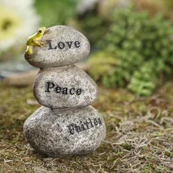 Miniature "Love, Peace, Fairies" Stone Cairn
