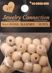 Round Bleached Wood Beads