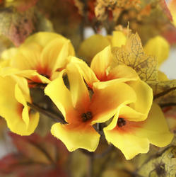 Yellow Artificial Hydrangea and Maple Leaf Bush