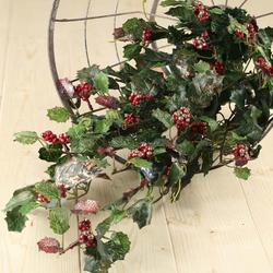 Sparkling Artificial Holly and Red Berry Ivy Bush