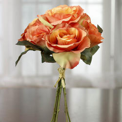 Orange Coral Artificial Rose Bouquet