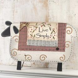 Large Wood "Live Simply" Sheep Stand Sign