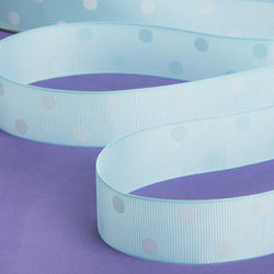 Baby Blue with White Polka Dots Grosgrain Ribbon
