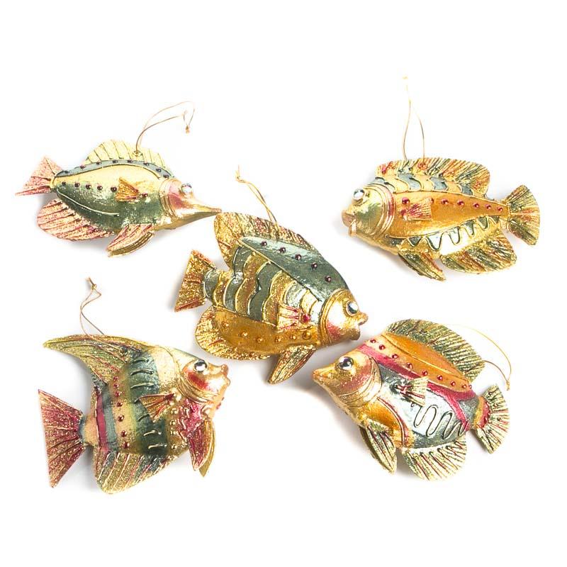 Bejeweled Artisan Fish Ornaments - On Sale - Holiday Crafts