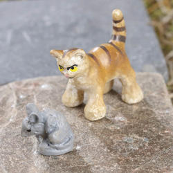 Miniature Garden Cat and Mouse