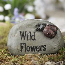 Miniature "Wild Flowers" Ladybug Garden Rock