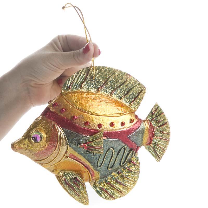 Bejeweled Artisan Fish Ornaments - Coastal Decor - Home Decor - Factory ...