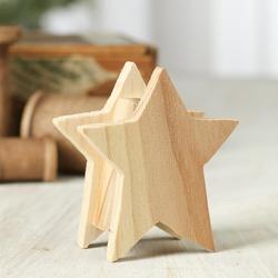 Standing Unfinished Wood Star
