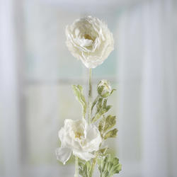 Snow Frosted White Artificial Peony Stem