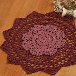 Wine and Rose Round Crocheted Doily
