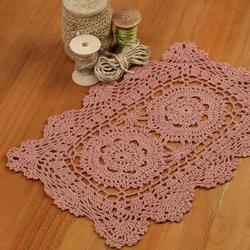Rose Rectangular Crocheted Doily