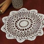Round Gold Accented Cream Crocheted Doily