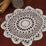 Round Silver Accented Cream Crocheted Doily