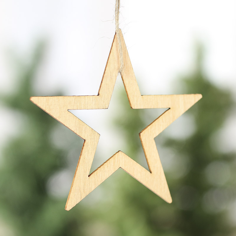 Unfinished Wood Laser Cut Star Ornaments - Christmas 