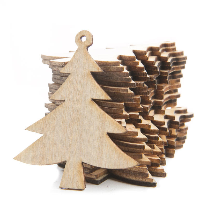 Unfinished Wood Laser Cut Tree Ornaments - Christmas 