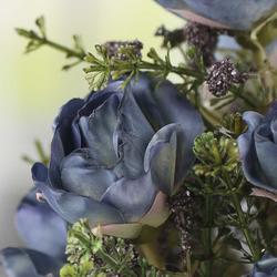 Venetian Blue Artificial Dried Antique Rose Bush