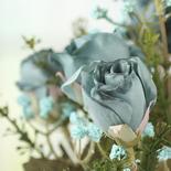 Hazy Blue Artificial Dried Antique Rose Bush