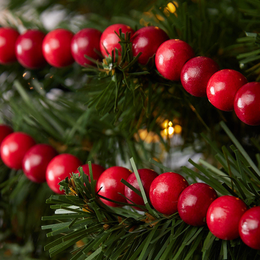 Cranberry Wooden Bead Garland - Christmas Garlands 