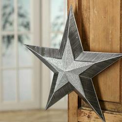 Sparkling Rustic Black and Silver Barn Star
