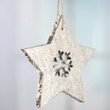 Rustic Wood Snowflake Star Ornament