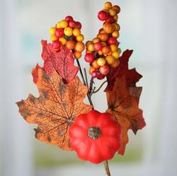 Fall Artificial Leaf and Pumpkin Pick
