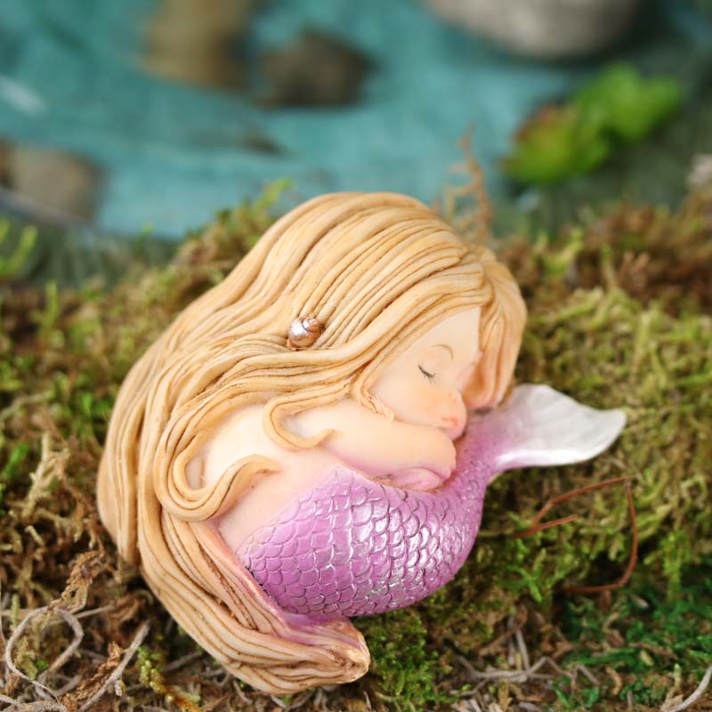 Miniature Sleeping Baby Mermaid - Fairy Garden Miniatures - Dollhouse ...