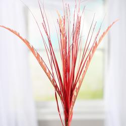 Red Artificial Feather Fern and Grass Spray