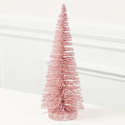 Pink Glittered Bottle Brush Tree