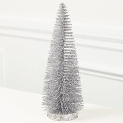 Silver Glittered Bottle Brush Tree
