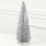 Silver Glittered Bottle Brush Tree