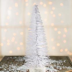 White Glittered Bottle Brush Tree