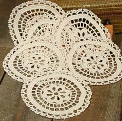 Ivory Round Crocheted Doilies
