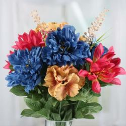 Navy and Burgundy Artificial Flower Bush