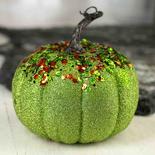 Green Glittered and Sequined Artificial Pumpkin