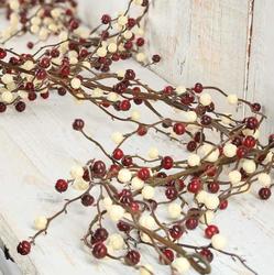 Weatherproof Red and Cream Berry Garland - Indoors or Outdoors