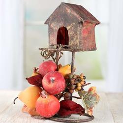 Fall Artificial Fruit and Birdhouse Stand