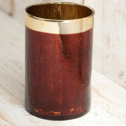 Gold and Garnet Glass Candle Holder