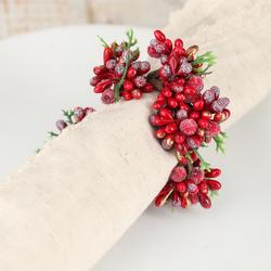 Holiday Sparkling Artificial Cedar and Pip Berry Candle Ring