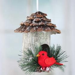 Rustic Christmas Birdhouse Ornament