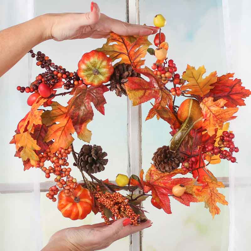 Fall Artificial Gourd and Leaf Wreath - Wreaths - Floral Supplies ...