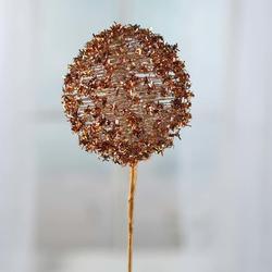 Copper and Gold Tinsel Topiary Ball Floral Pick
