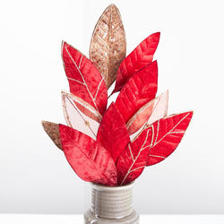 Red and Gold Artificial Magnolia Leaf Spray