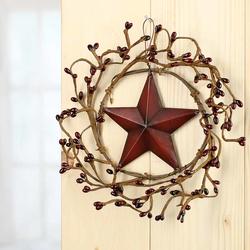 Burgundy Pip Berry and Barn Star Wreath