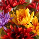 Yellow, Red, and Lavender Artificial Mum Bush