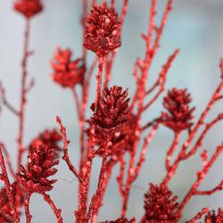 Red Sparkling Artificial Twig and Pinecone Spray
