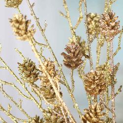 Gold Sparkling Artificial Twig and Pinecone Spray