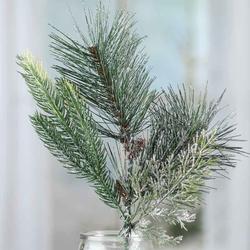 Silver Glittered Artificial Pine and Cedar Pick
