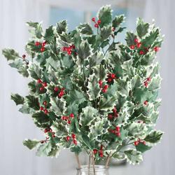 Factory Direct Craft 4 Variegated Artificial Holly Leaf Sprays 