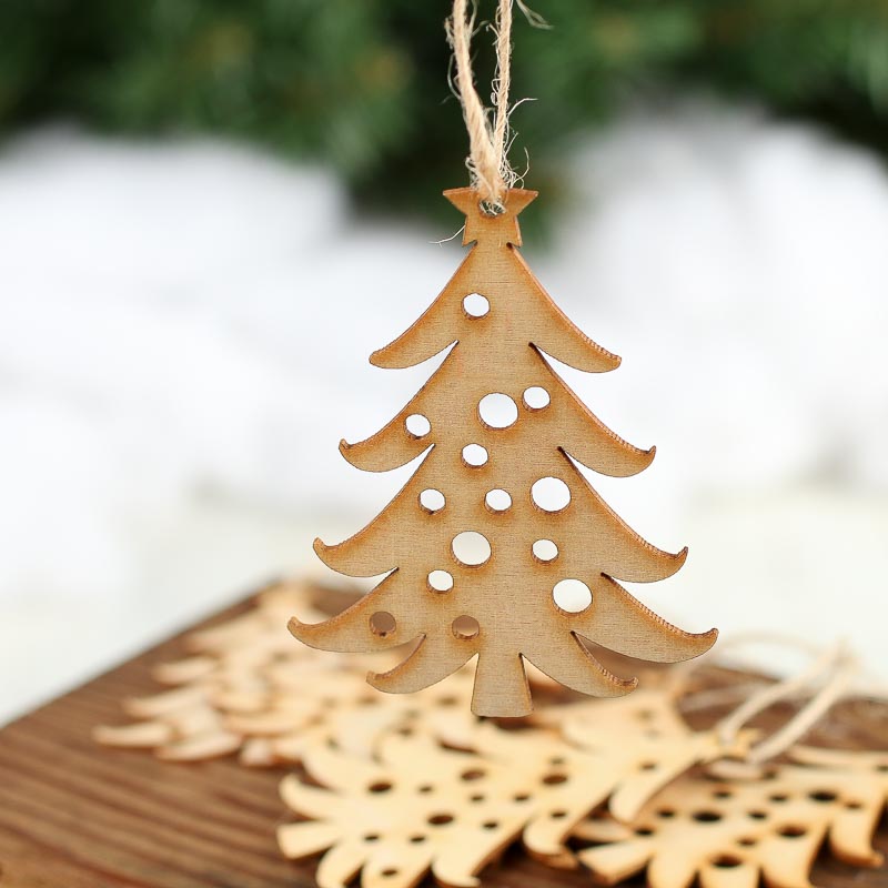 Unfinished Wood Laser Cut Christmas Tree Ornaments - All Wood Cutouts ...