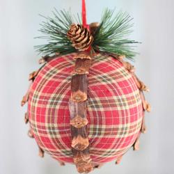 Woodland Christmas Plaid Ball Ornament